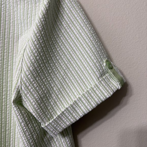 ALFRED DUNNER Womens Size 14P Seersucker Floral Embroidery Button Up Top Green - Picture 12 of 14